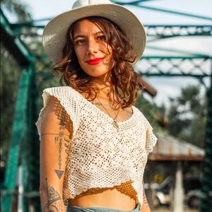 White Hand Made Crochet Cropped Top